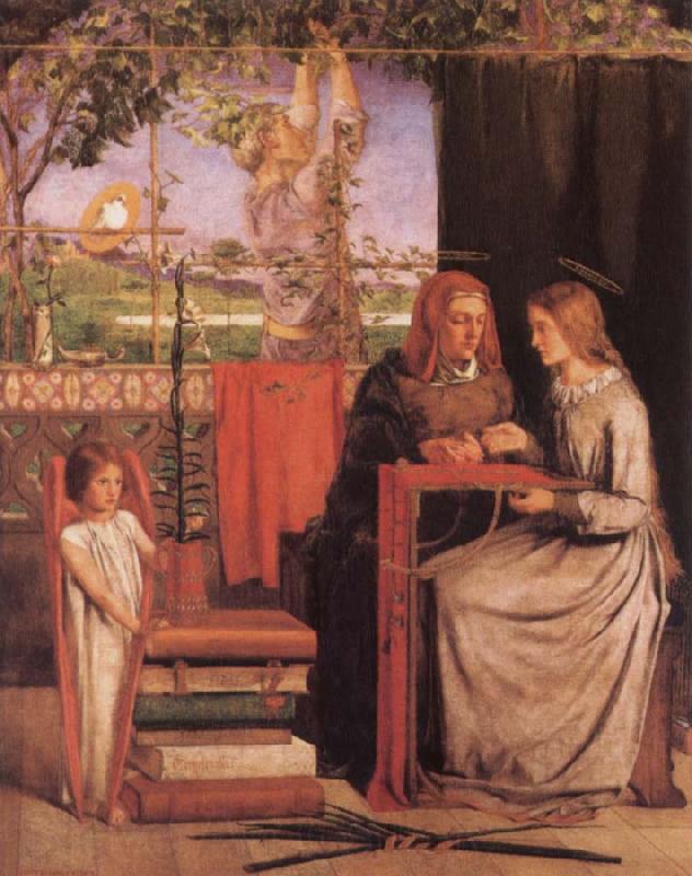Dante Gabriel Rossetti Girlhood of Mary Virgin Norge oil painting art
